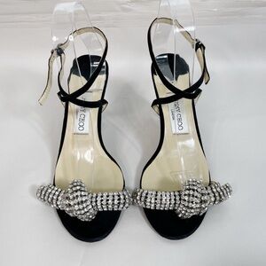 Jimmy Choo Thyra 100 Crystal Suede Heels